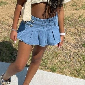 Micro Low Rise Denim Mini Skirt